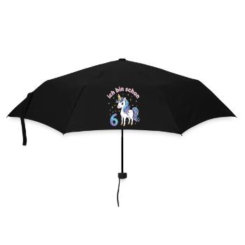 6. Geburtstag Einhorn Mädchen Ich bin schon 6 - Regenschirm (klein) - Schwarz - Vorne
