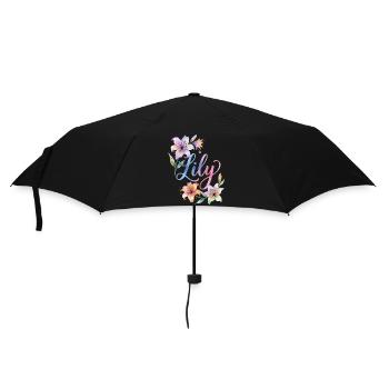 Lily Watercolor Flowers - Umbrella (small) - black - Front