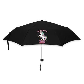 10. Geburtstag Einhorn Mädchen Ich bin schon 10 - Regenschirm (klein) - Schwarz - Vorne