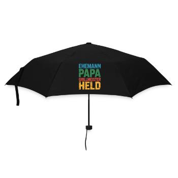 Papa Ehemann Grillheld Grillmeister Geschenk - Regenschirm (klein) - Schwarz - Vorne