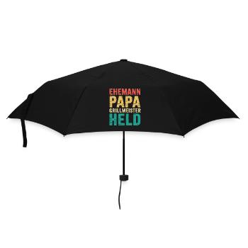 Papa Ehemann Grillheld Grillmeister Geschenk - Regenschirm (klein) - Schwarz - Vorne