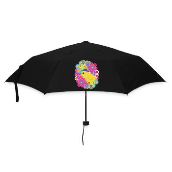 Retro Blumen Küken Kinder Kind Hühner - Regenschirm (klein) - Schwarz - Vorne