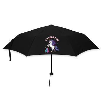 4. Geburtstag Einhorn Mädchen Ich bin schon 4 - Regenschirm (klein) - Schwarz - Vorne