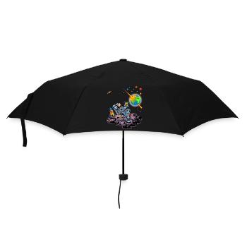 Astronaute relaxant Terre qui explose dans l’espace Art humoristique - Parapluie standard - noir - Devant