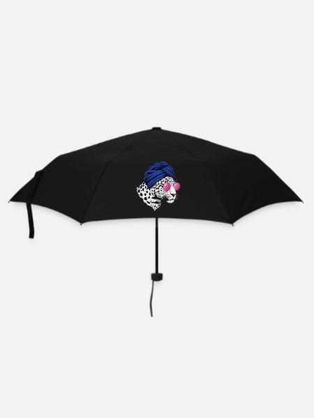 Leopard Porträt Turban Sonnenbrille - Regenschirm (klein) - Schwarz