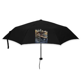 Lakeside Cabin at Dusk - Umbrella (small) - black - Front