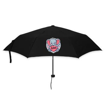 Elefantenherz-Liebesaufkleber - Regenschirm (klein) - Schwarz - Vorne