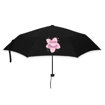 Hochzeit Team Braut Blütenzauber - Regenschirm (klein) - Schwarz - Vorne