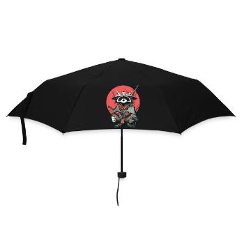 Raccoon Samurai in Red Moon - Umbrella (small) - black - Front