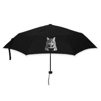 Katze isst Ramen - Regenschirm (klein) - Schwarz - Vorne