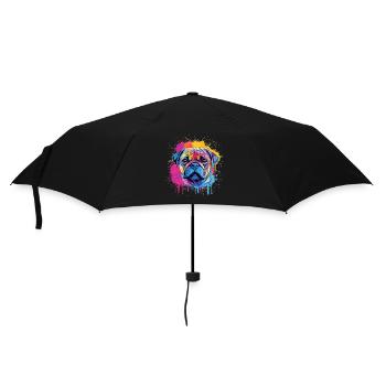 Color Splash Pug Portrait - Umbrella (small) - black - Front