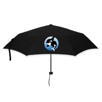  Niedlicher Orca Cartoon Verspielter Schwertwal Im - Regenschirm (klein) - Schwarz - Vorne