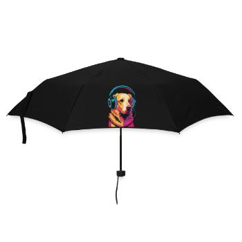 Golden Retriever avec des écouteurs - Parapluie standard - noir - Devant