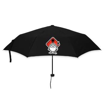 Eule mit Alien-Zeichen - Regenschirm (klein) - Schwarz - Vorne