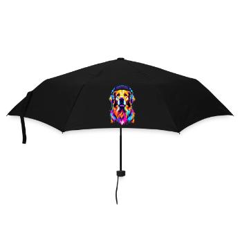 Golden Retriever avec des écouteurs - Parapluie standard - noir - Devant