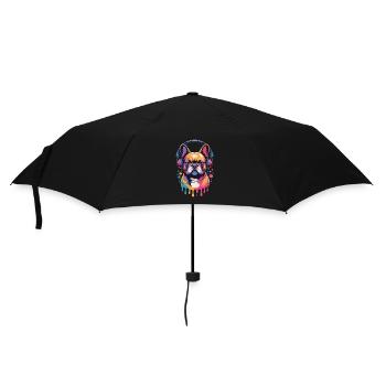 Bouledogue français Frenchie avec des écouteurs - Parapluie standard - noir - Devant