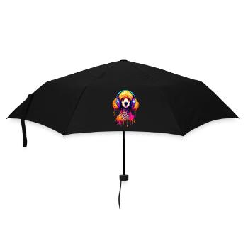 Caniche avec un casque - Parapluie standard - noir - Devant