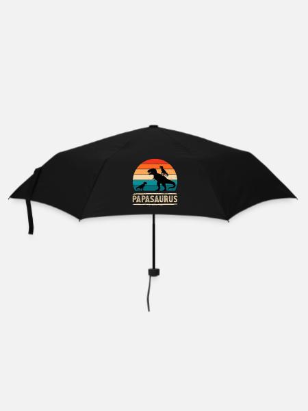 Papasaurus Dino Retro Sunset - Regenschirm (klein) - Schwarz