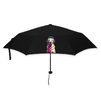 Golden Retriever avec des écouteurs - Parapluie standard - noir - Devant
