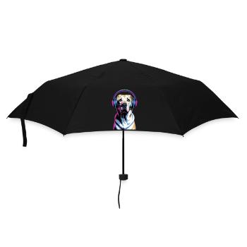 Labrador avec casque - Parapluie standard - noir - Devant