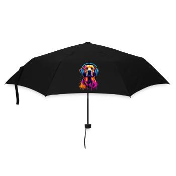 Golden Retriever avec des écouteurs - Parapluie standard - noir - Devant