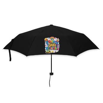 Schulkind 2026 Einschulung 2026 Schulanfang - Regenschirm (klein) - Schwarz - Vorne