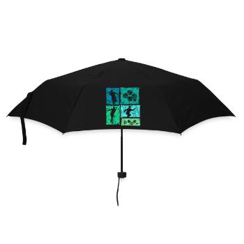 Retro Boccia And Petanque Player Graphic - Umbrella (small) - black - Front
