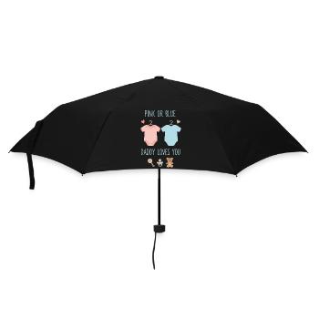 Gender Reveal Pink Or Blue Daddy Loves You Team - Umbrella (small) - black - Front