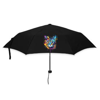 Egyptian Mau Cat Face Colorful Splash Art - Umbrella (small) - black - Front