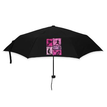 Badminton moves in vintage look with badminton - Umbrella (small) - black - Front