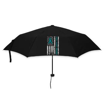 Teal Ribbon Sexual Assault Awareness American flag - Umbrella (small) - black - Front