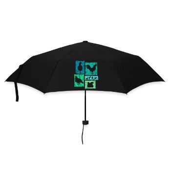 Hühner Retro Grafik für Landwirt und Bauernhof - Regenschirm (klein) - Schwarz - Vorne