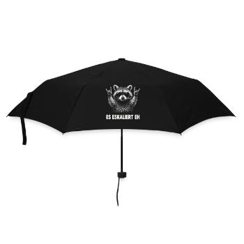 Es Eskaliert Eh Waschbär Party Spruch Humor - Regenschirm (klein) - Schwarz - Vorne
