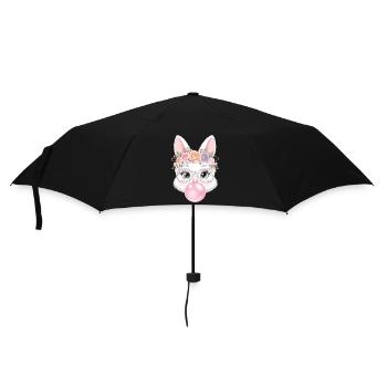 Flower wreath bunny with glasses - Umbrella (small) - black - Front