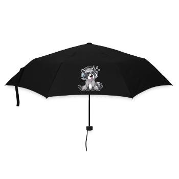 Raccoon Singing Listening to Music - Umbrella (small) - black - Front