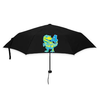 DINO 4 JAHRE DINOSAURIER 4. GEBURTSTAG - Regenschirm (klein) - Schwarz - Vorne