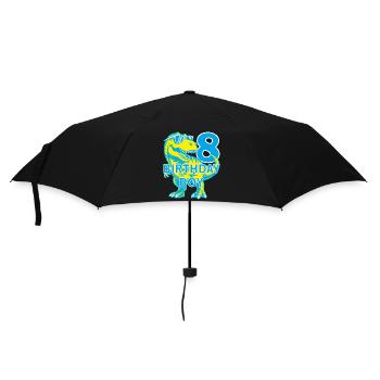 DINO 8 JAHRE DINOSAURIER 8. GEBURTSTAG - Regenschirm (klein) - Schwarz - Vorne