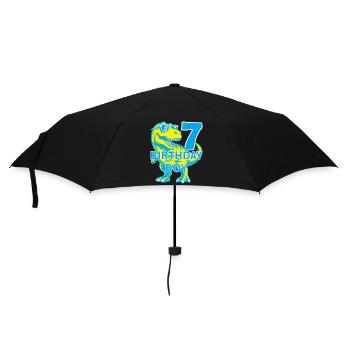 DINO 7 JAHRE DINOSAURIER 7. GEBURTSTAG - Regenschirm (klein) - Schwarz - Vorne