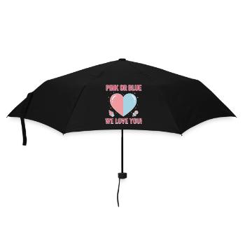 Geschlechterenthüllung Pink oder Blau Wir lieben dich Babyparty - Regenschirm (klein) - Schwarz - Vorne