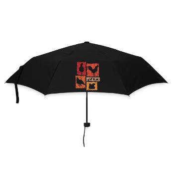 Chickens in perspective for farmer and farm - Umbrella (small) - black - Front