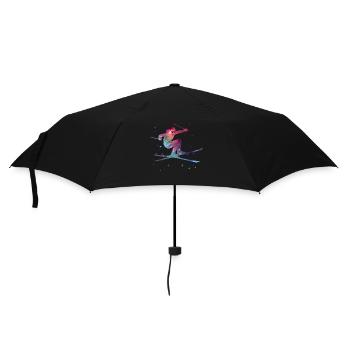 Skifahren Skifahrer Weltraum Kinder Jungen Ski - Regenschirm (klein) - Schwarz - Vorne