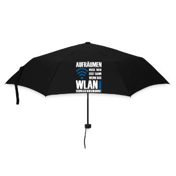 Aufräumen muss man wenn das Wlan schwach kommt - Regenschirm (klein) - Schwarz - Vorne