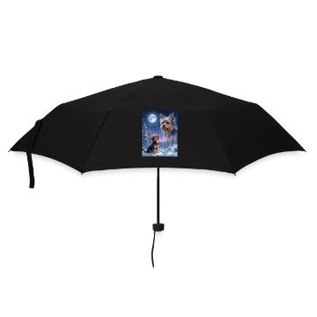 Hurlement vers la Lune Mème Chien Yorkshire Terrier - Parapluie standard - noir - Devant
