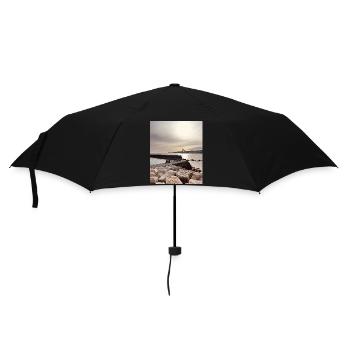 Sonnenuntergang über Pier und Felsen - Regenschirm (klein) - Schwarz - Vorne