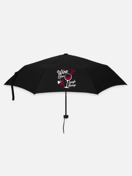 Wein lacht oft immer - Regenschirm (klein) - Schwarz