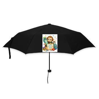 Schulanfang Affe 2026 Geschenk - Regenschirm (klein) - Schwarz - Vorne