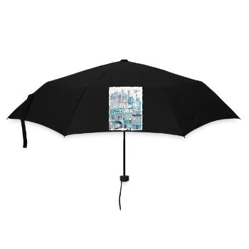 New York City Watercolor Skyline - Regenschirm (klein) - Schwarz - Vorne