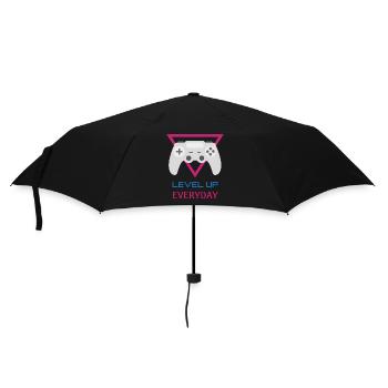 Level Up Everyday Gamer - Regenschirm (klein) - Schwarz - Vorne