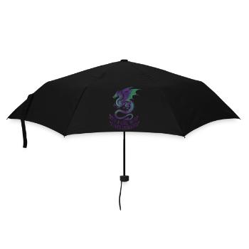 Drachenliebe: Mädchen Motiv - Regenschirm (klein) - Schwarz - Vorne