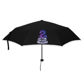 Drachenliebe: Girl liebt Drachen - Regenschirm (klein) - Schwarz - Vorne